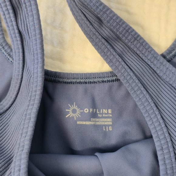 Offline by Aerie Blue Ribbed Bralette - Large - Comfy Chic - Picture 4 of 7
